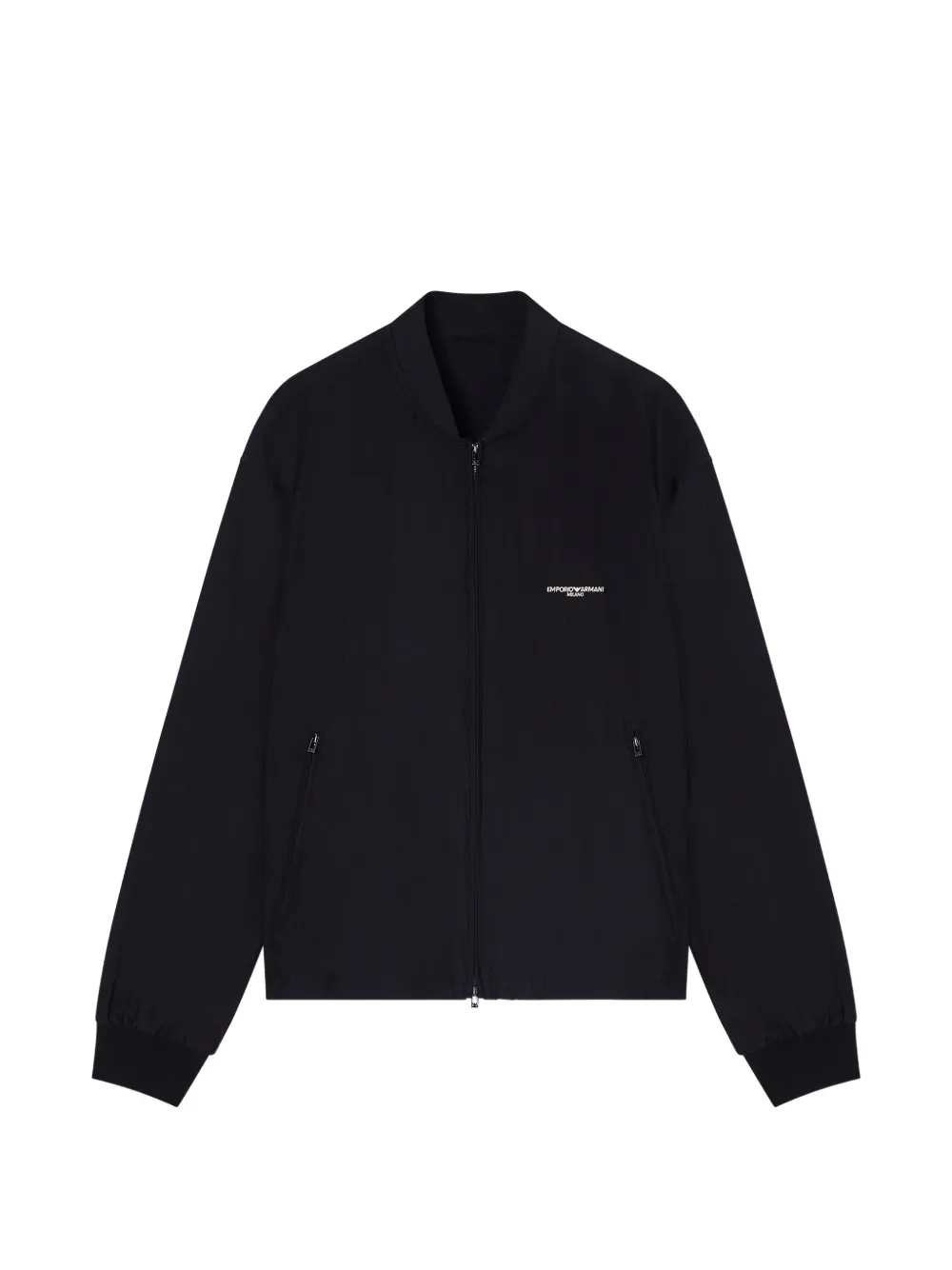 Emporio Armani logo-embroidered zip-up jacket - Nero