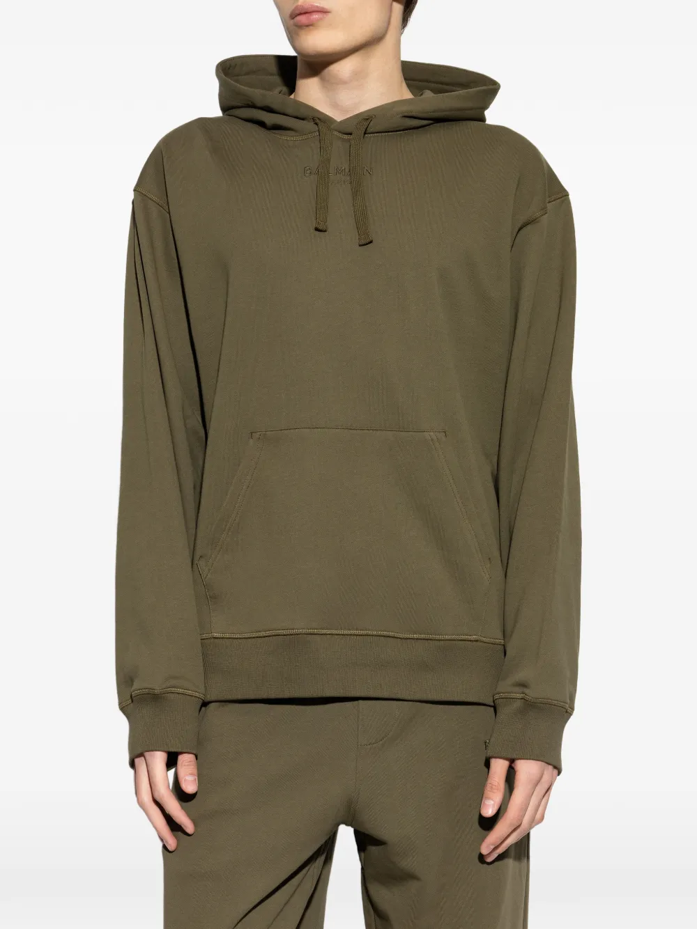 Balmain Hoodie met geborduurd logo Groen