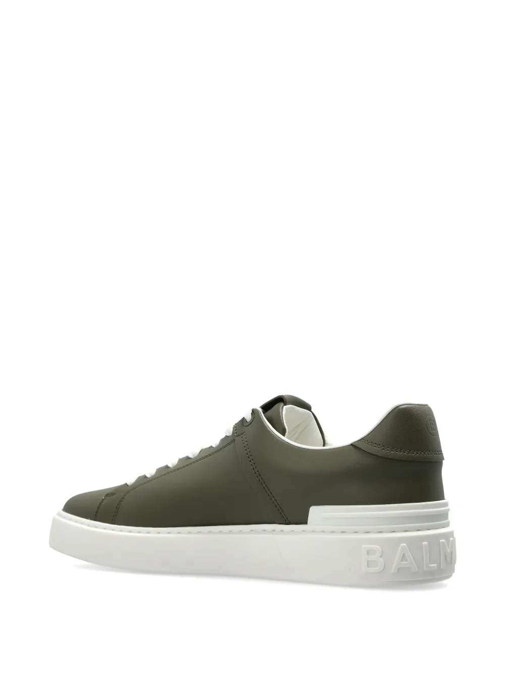 Balmain B-Court logo-detail leather sneakers Groen