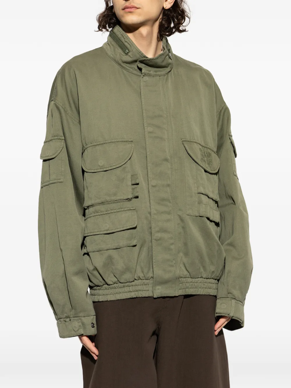 Balmain Jack met meerdere zakken en hoge hals Groen