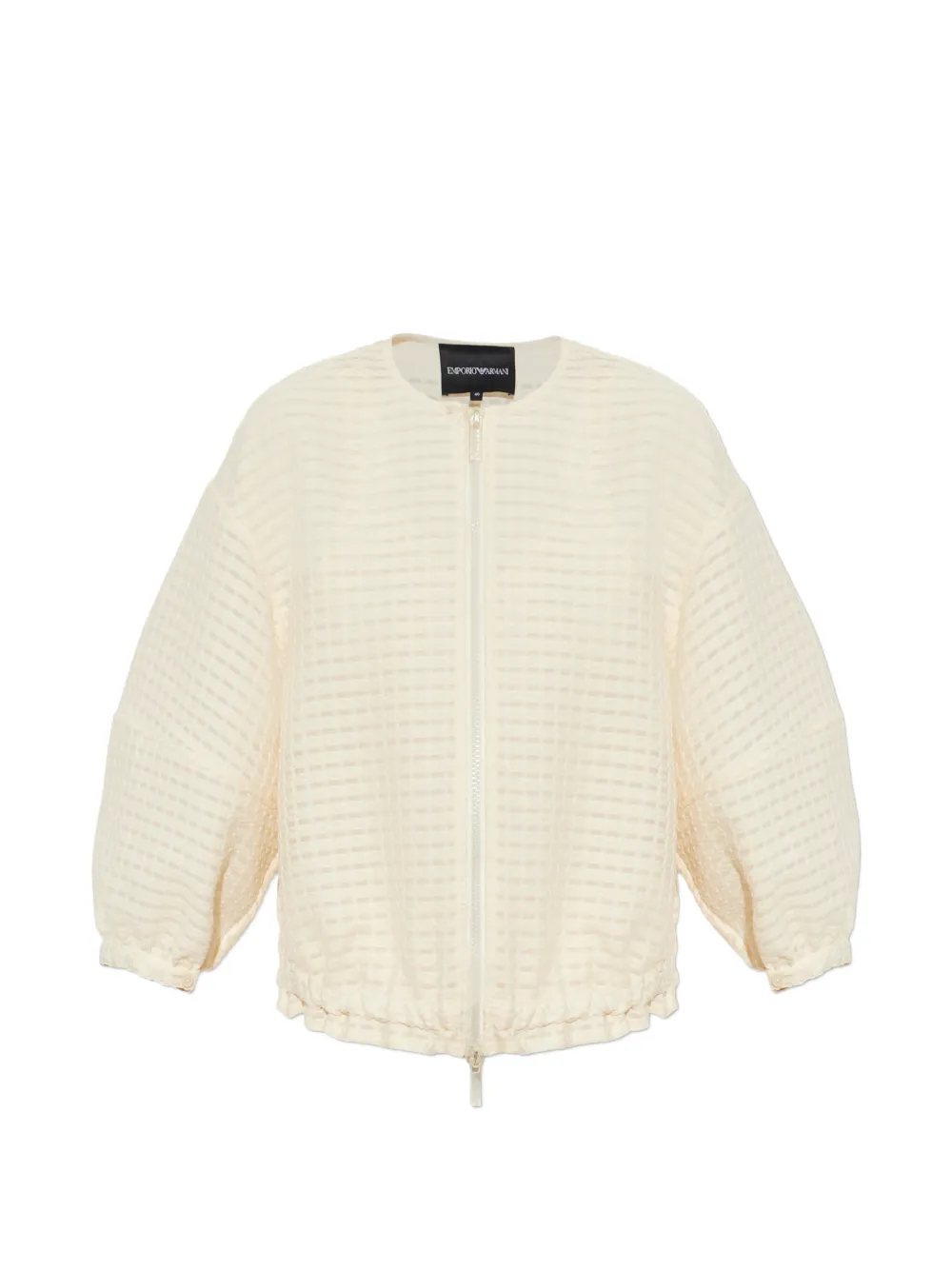 Emporio Armani check-pattern puffed-sleeve jacket - Nude