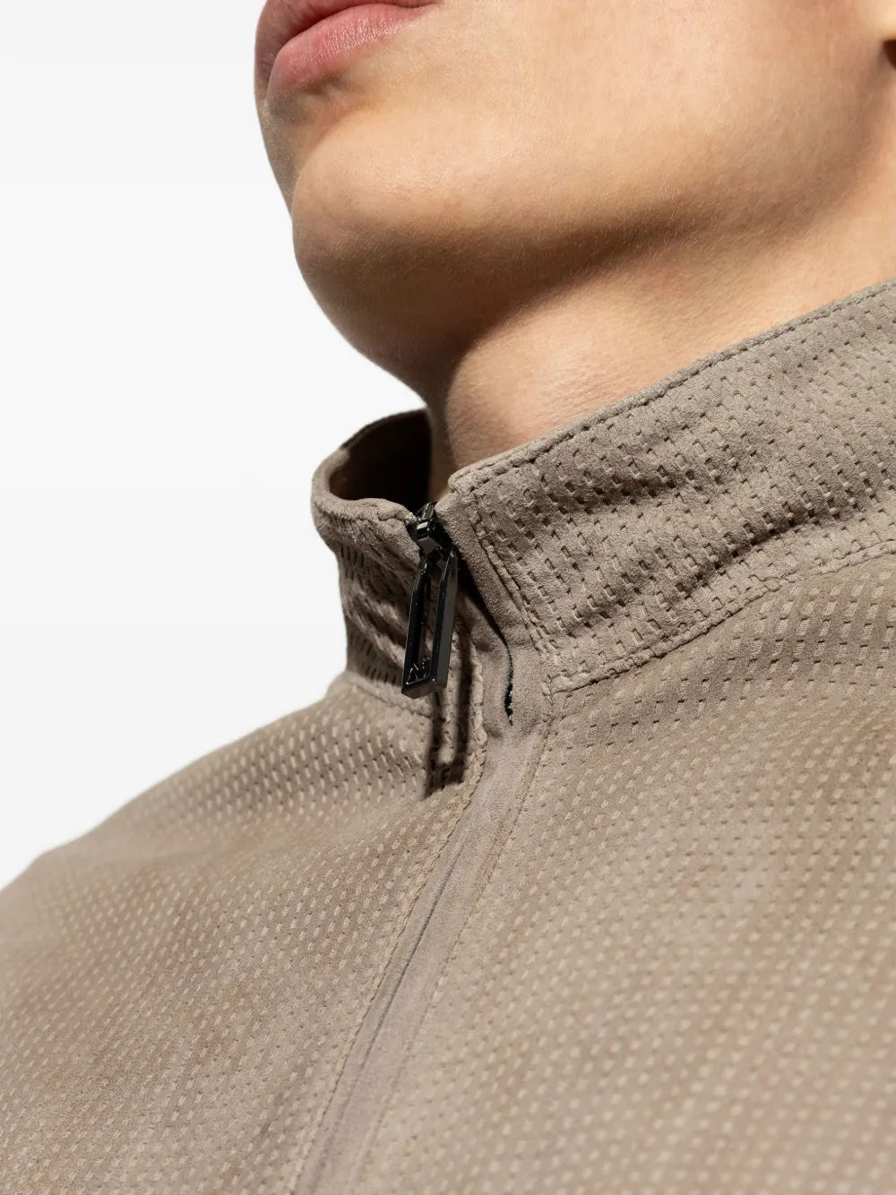 Emporio Armani Geperforeerd suède jack Beige
