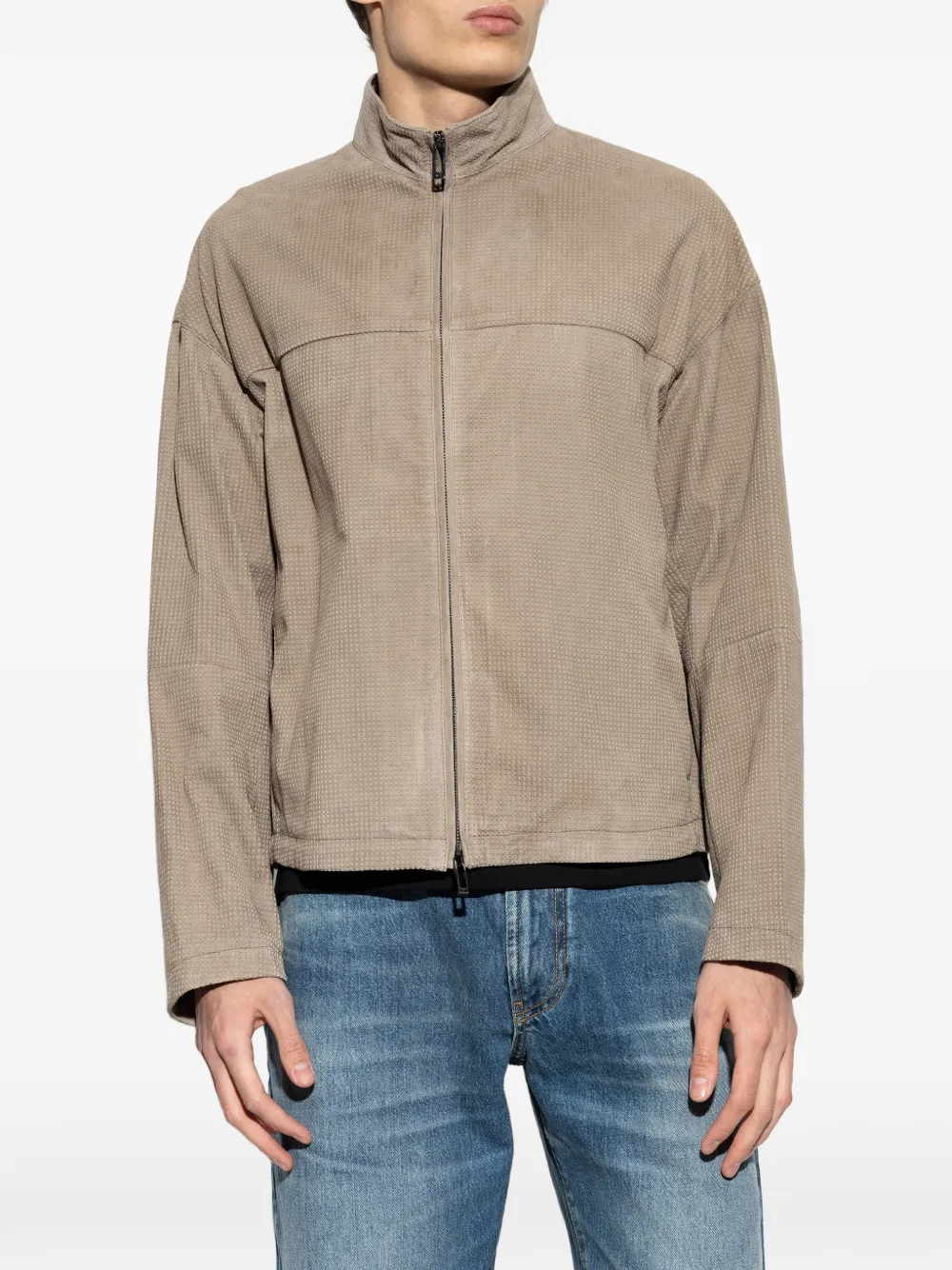 Emporio Armani Geperforeerd suède jack Beige