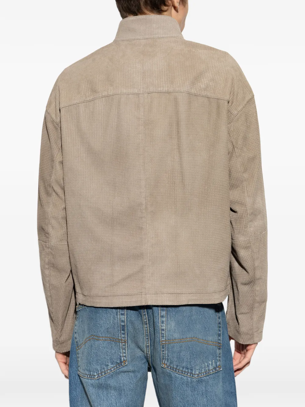 Emporio Armani Geperforeerd suède jack Beige