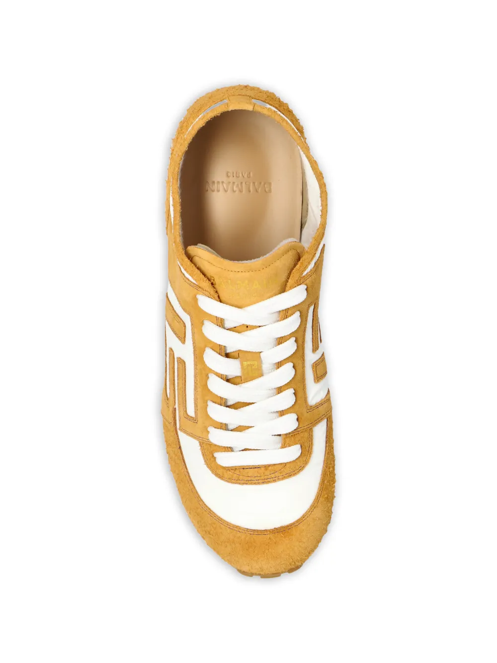 Balmain Racer 45 suede-panel sneakers Geel