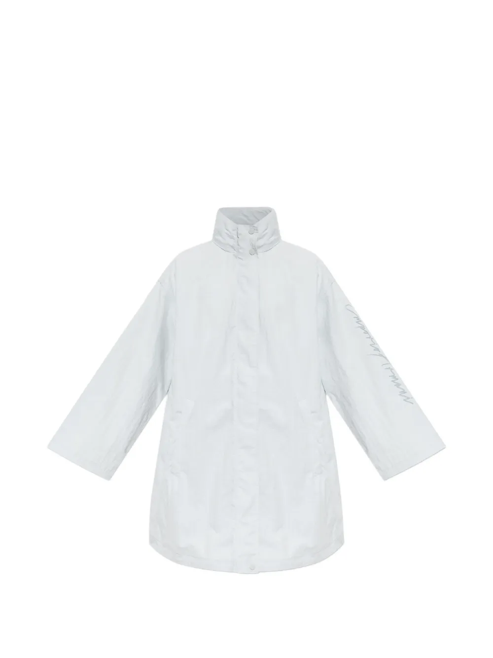 Emporio Armani logo-print high-neck coat - Blau