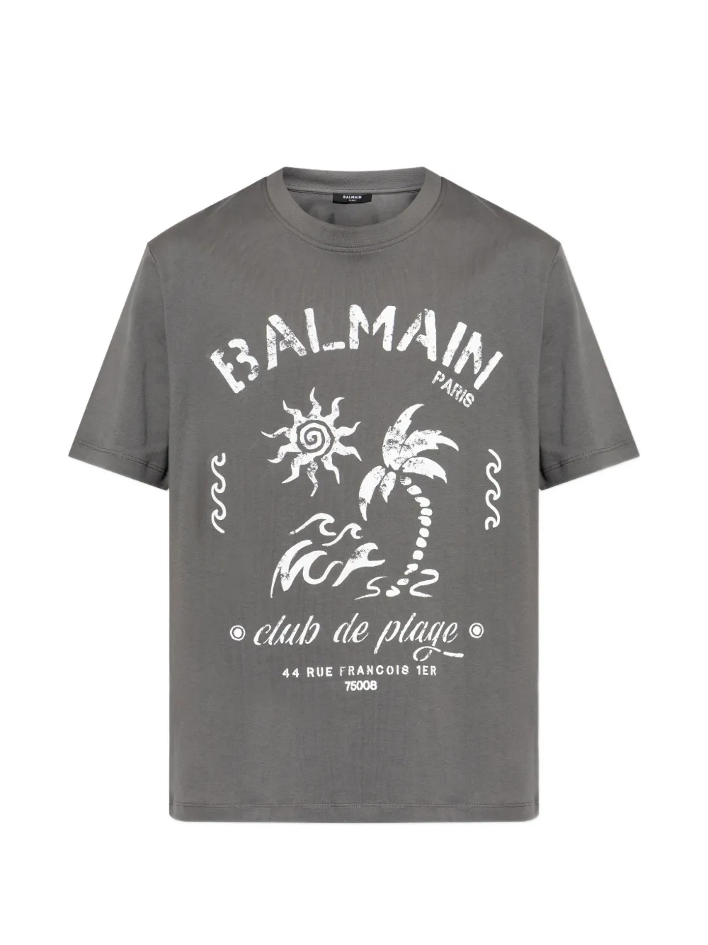 Balmain graphic-print logo-detail T-shirt - Grigio