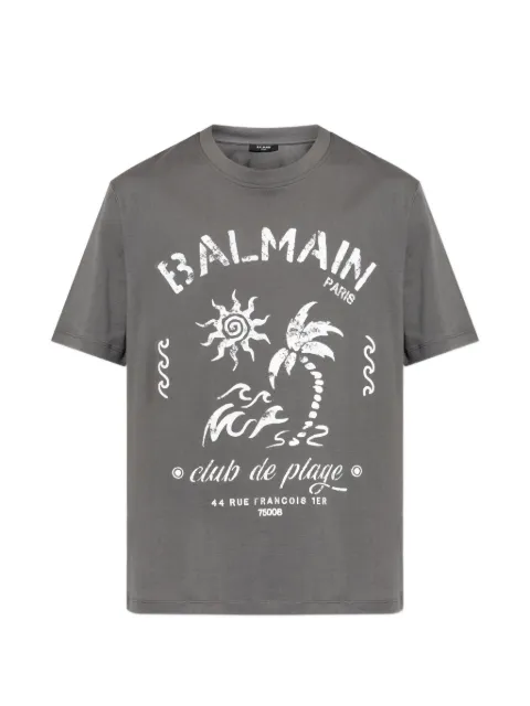 Balmain graphic-print logo-detail T-shirt
