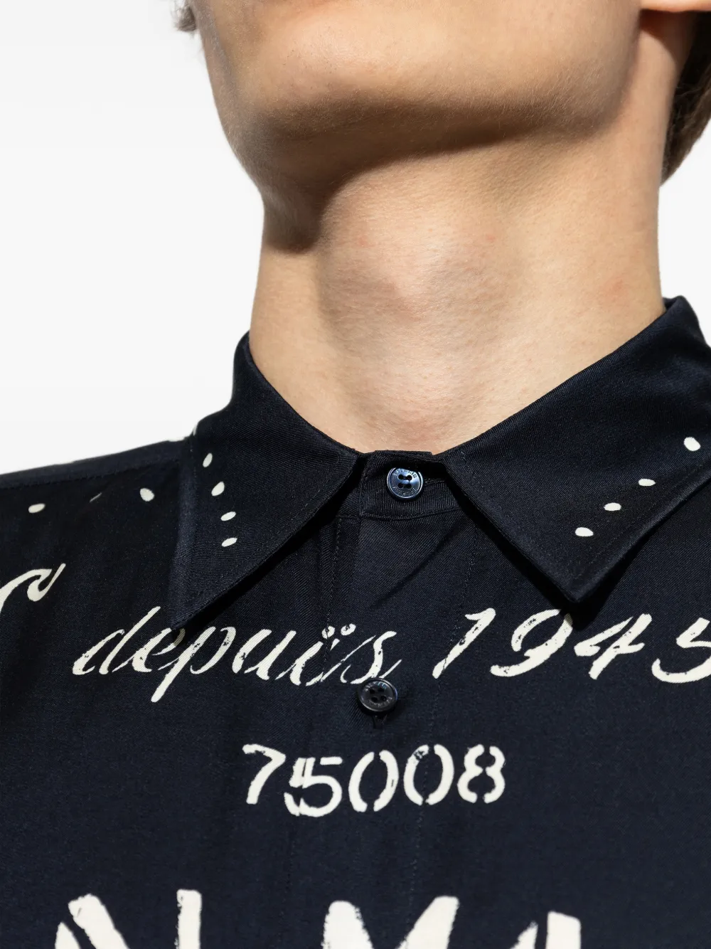Balmain logo-print long-sleeve Shirt | Blue | FARFETCH