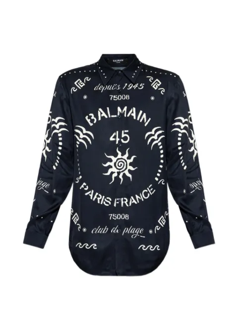 Balmain logo-print long-sleeve shirt