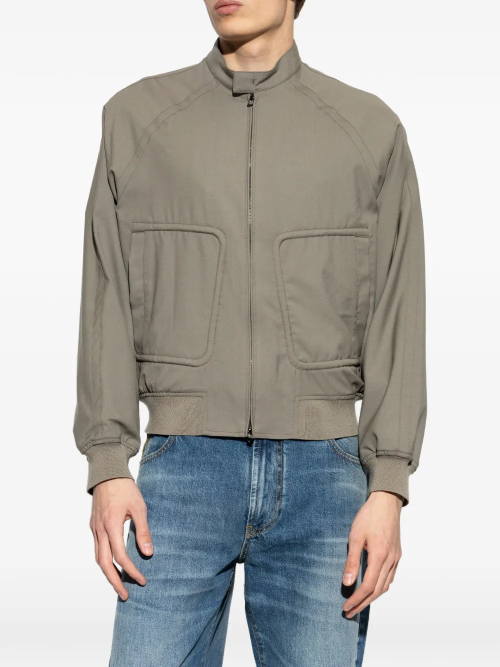 Emporio Armani Jack met rits van scheerwol Grijs