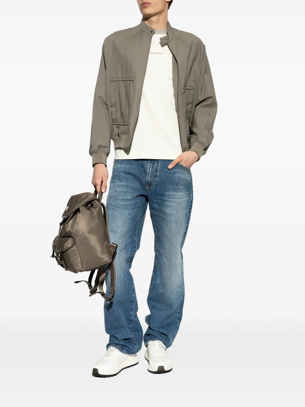 Emporio Armani Jack met rits van scheerwol Grijs