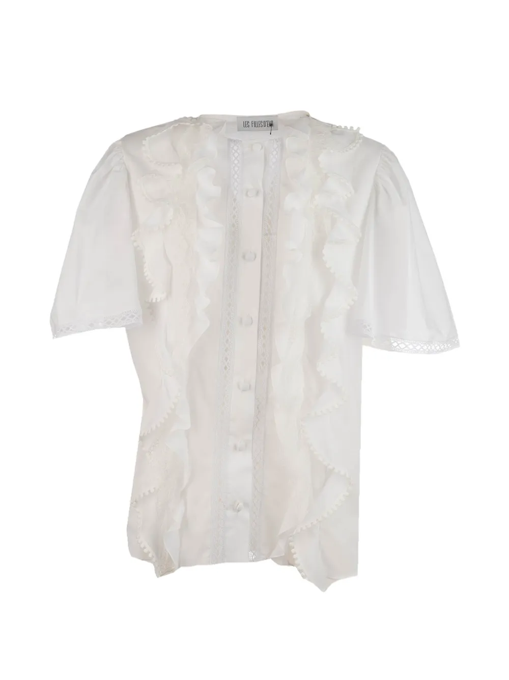 Les Filles d'Eva ruffled lace blouse - Bianco
