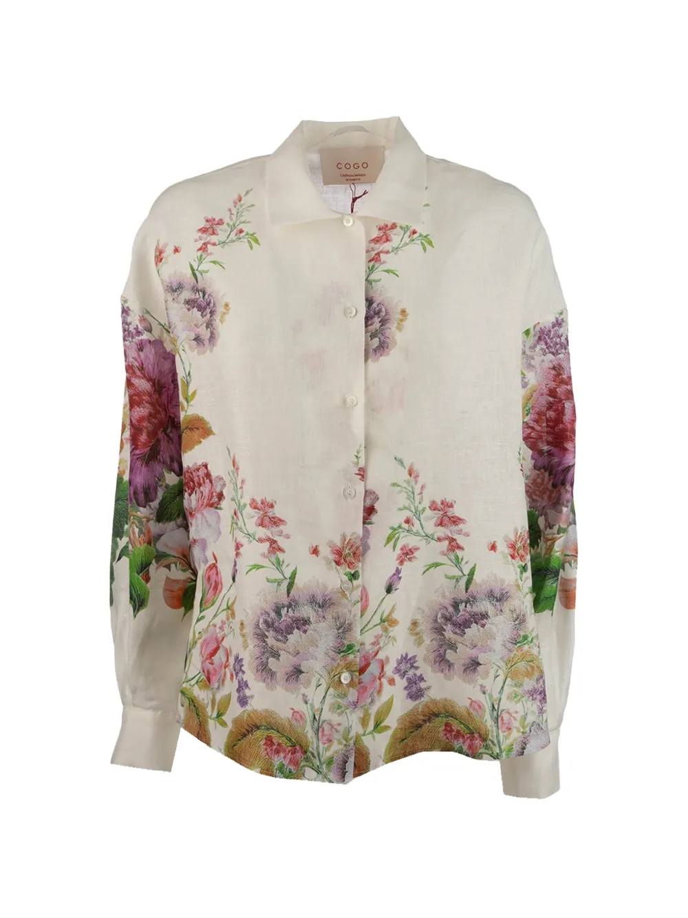 CO.GO floral-print linen shirt - Toni neutri