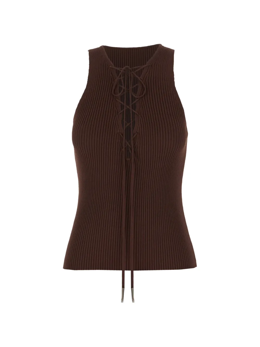 Iceberg lace-up ribbed-knit top - Marrone