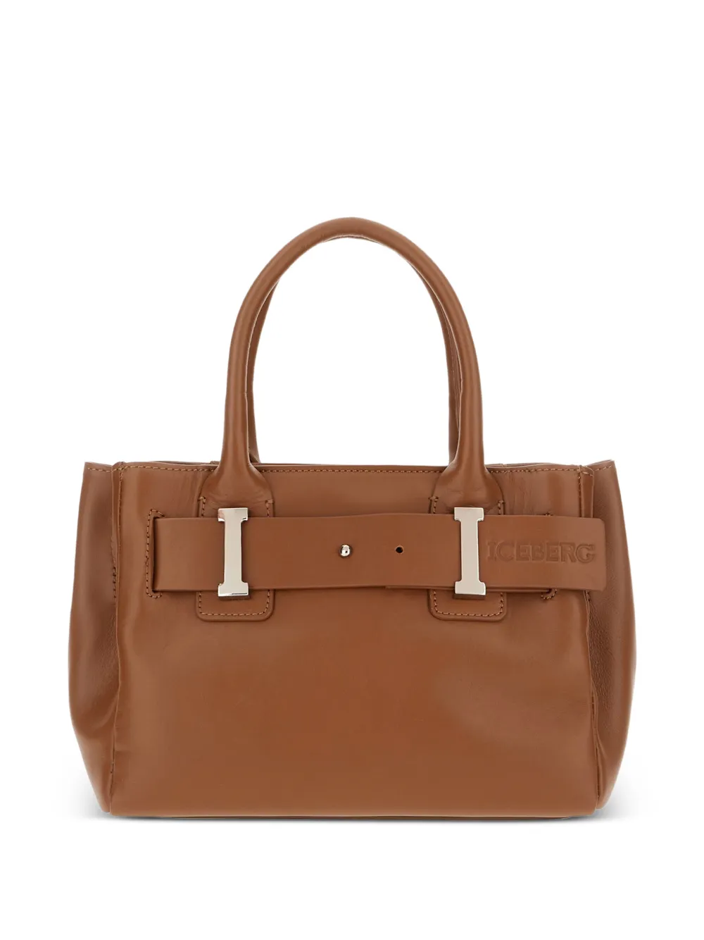 Iceberg logo-detail leather handbag - Marrone