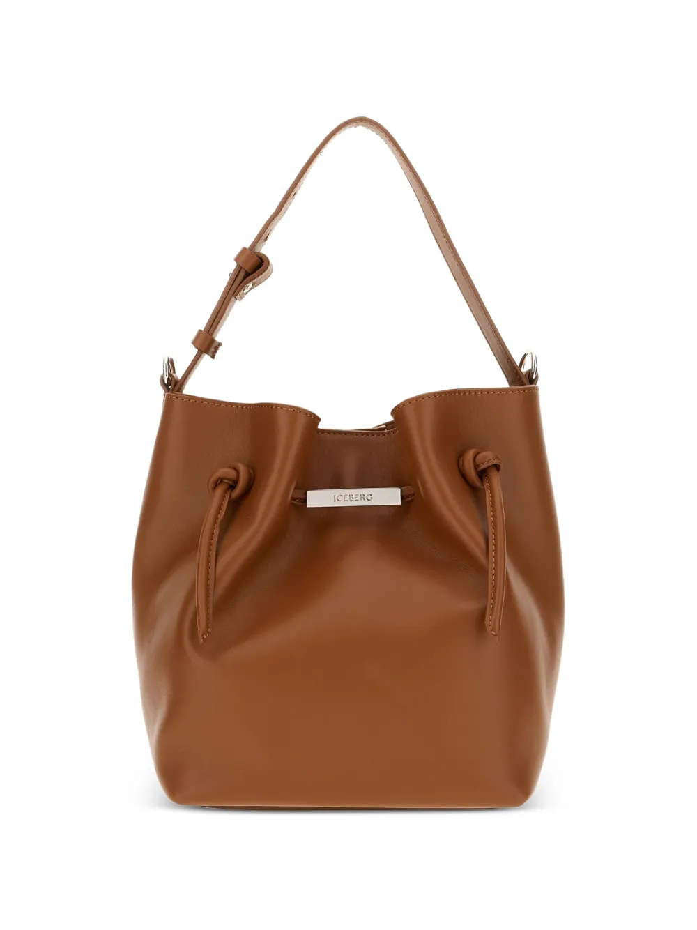 Iceberg logo-plaque leather tote bag - Marrone