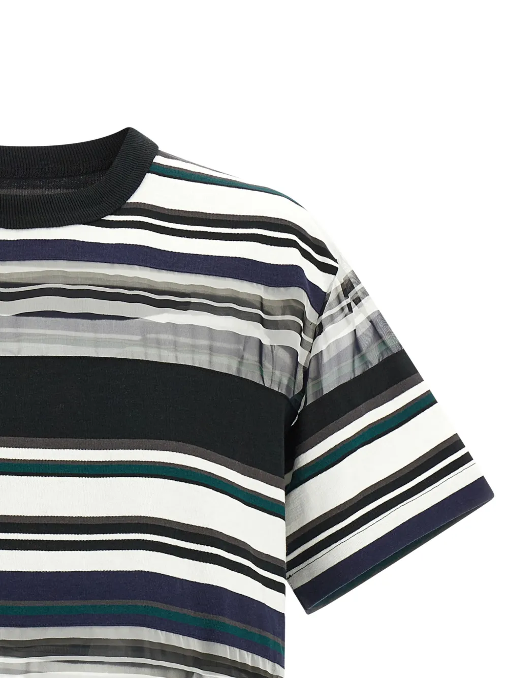 sacai Gestreept T-shirt Zwart