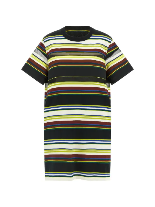 Sacai Striped T-shirt Dress in Black