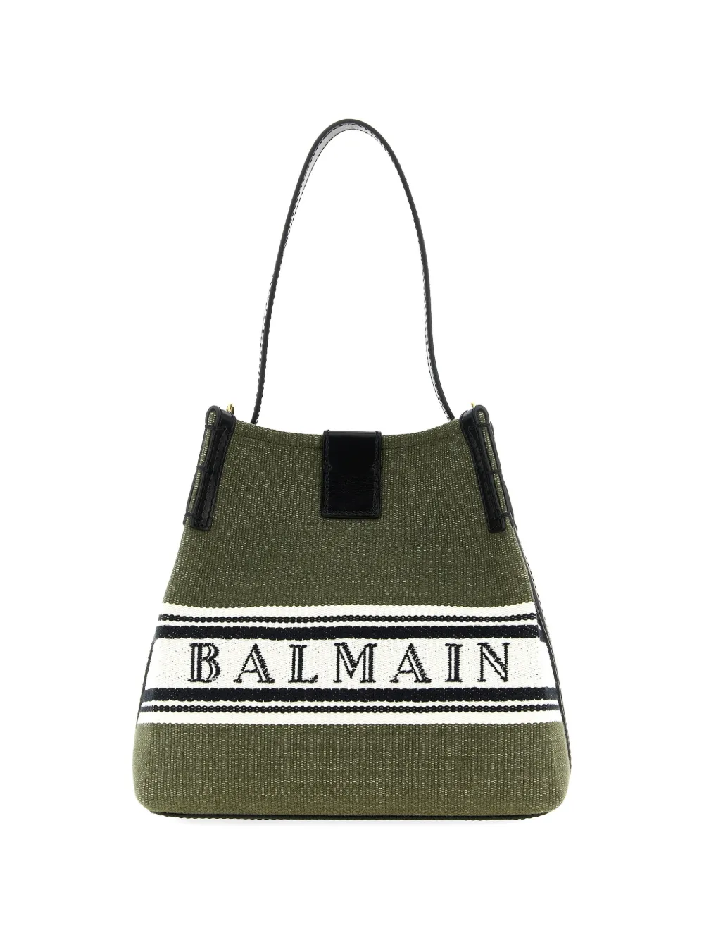 Balmain intarsia logo canvas bucket bag - Verde