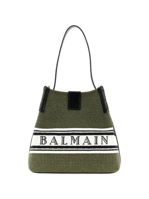 Balmain intarsia logo canvas bucket bag
