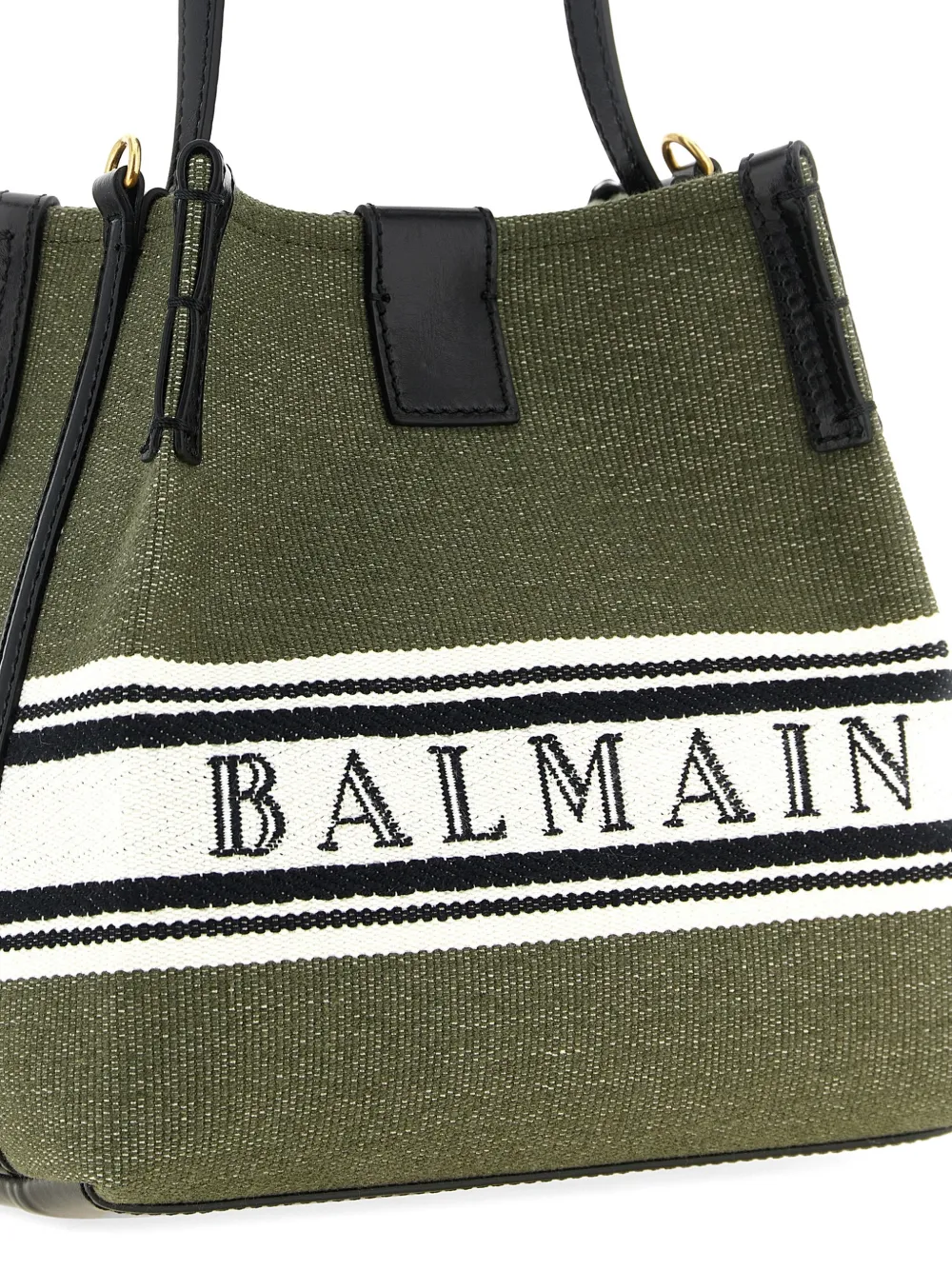 Balmain Canvas bucket-tas met intarsia logo Groen