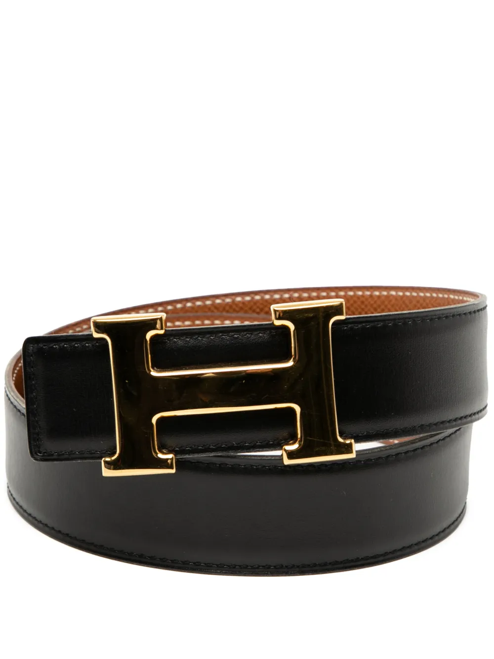 Hermès Pre-Owned 1995 Box Calf and Courchevel Constance H Reversible belt - Nero