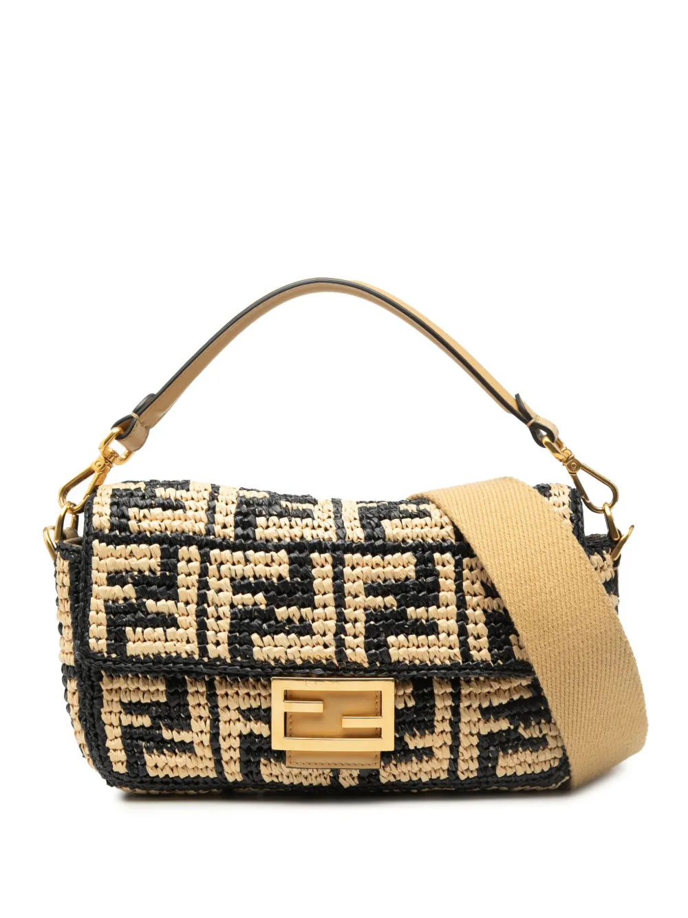 Fendi Pre-Owned 2000-2010 Zucca Raffia Baguette satchel - Nero