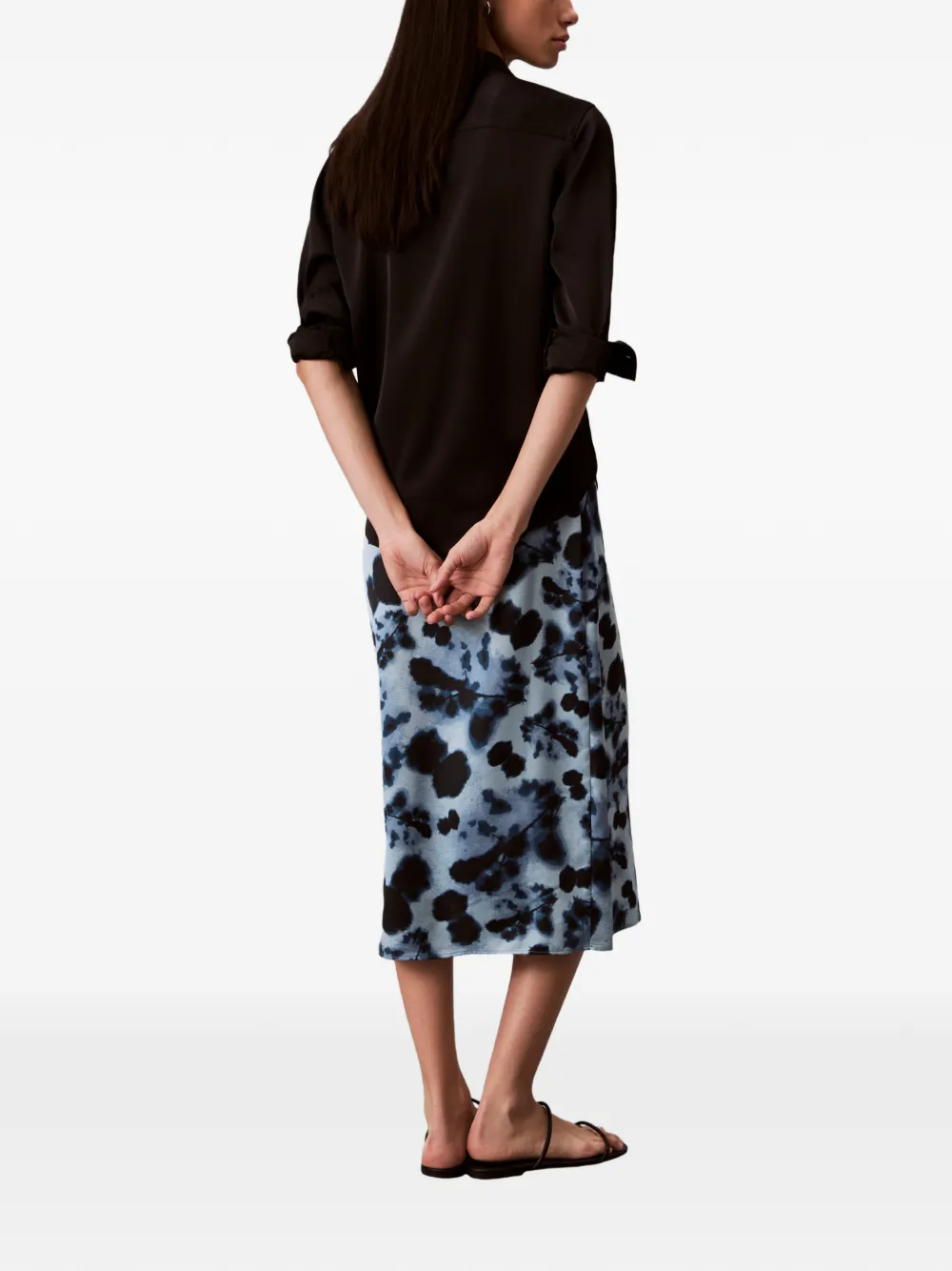 Calvin Klein Falda Midi Estampada - Azul 