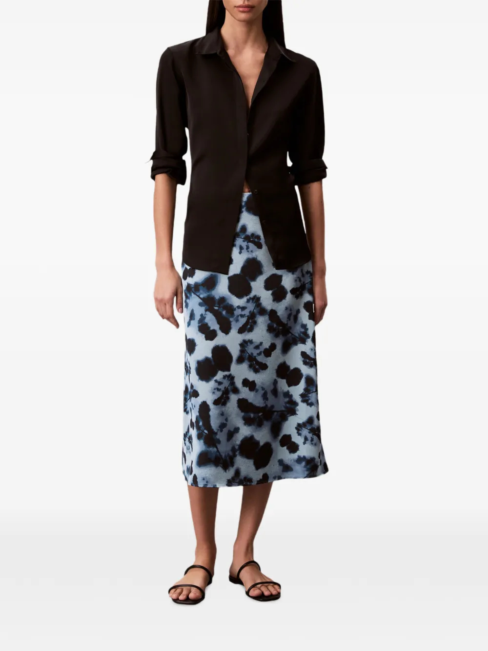  Calvin Klein Falda Midi Estampada - Azul 