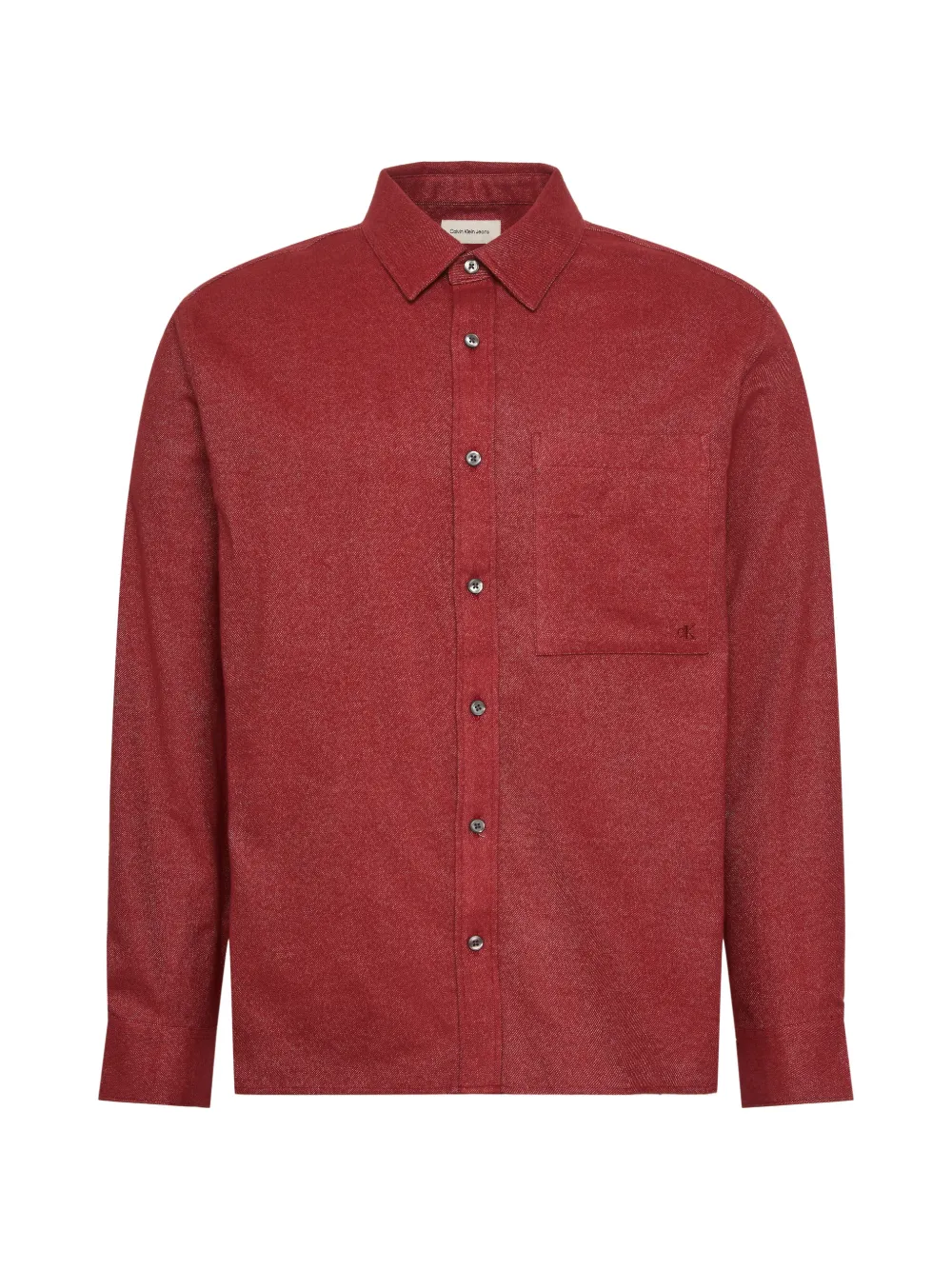 Calvin Klein logo-embroidered chest-pocket shirt - Rosso