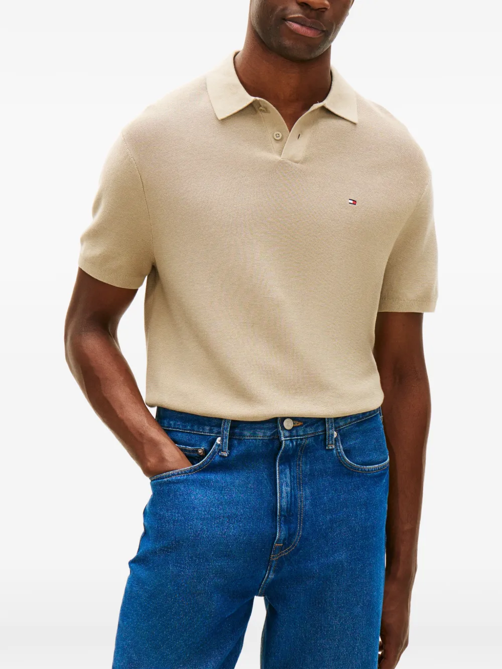 Tommy Hilfiger Poloshirt met korte mouwen Beige