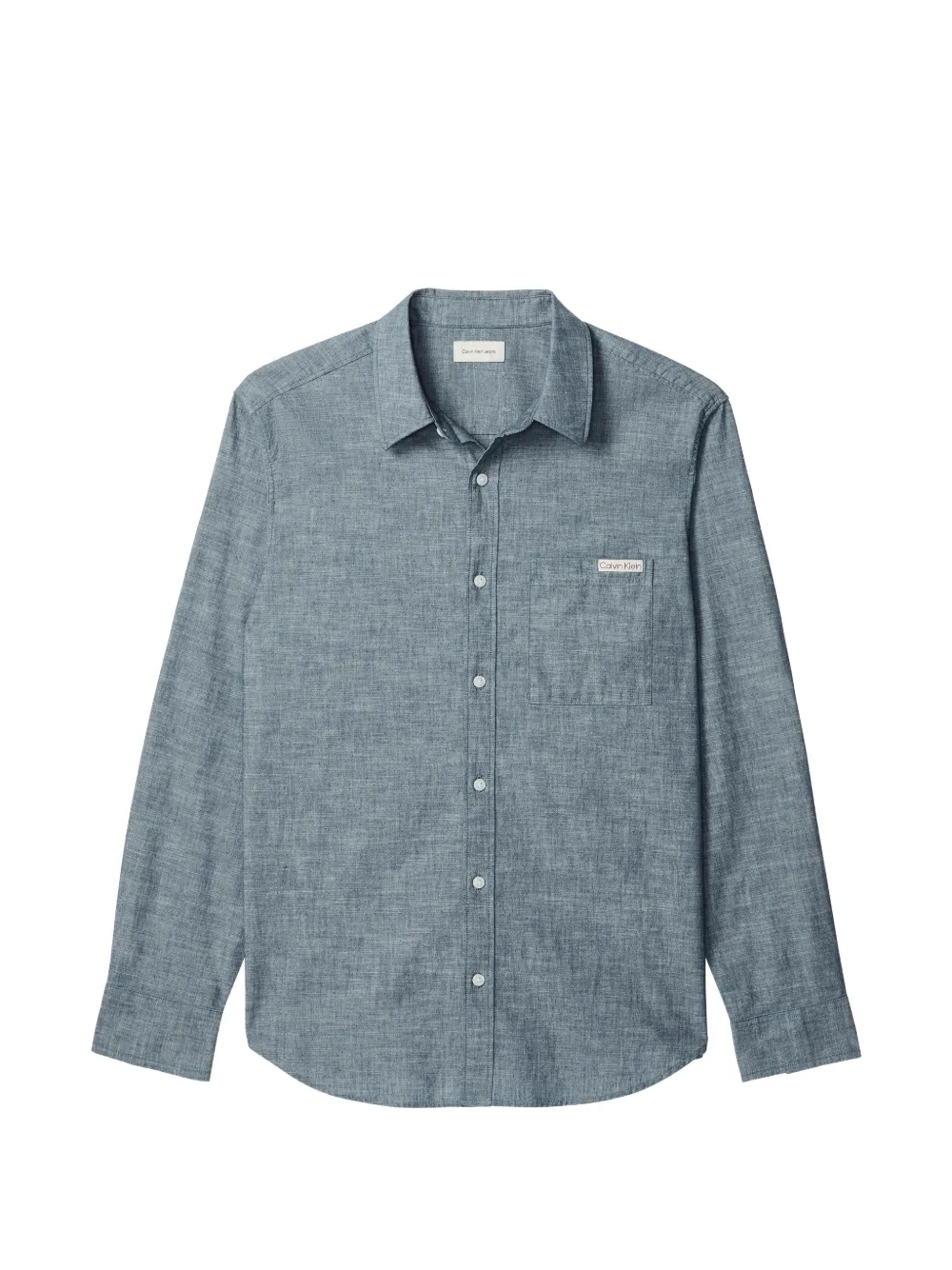 Calvin Klein logo-patch chest-pocket shirt - Blau