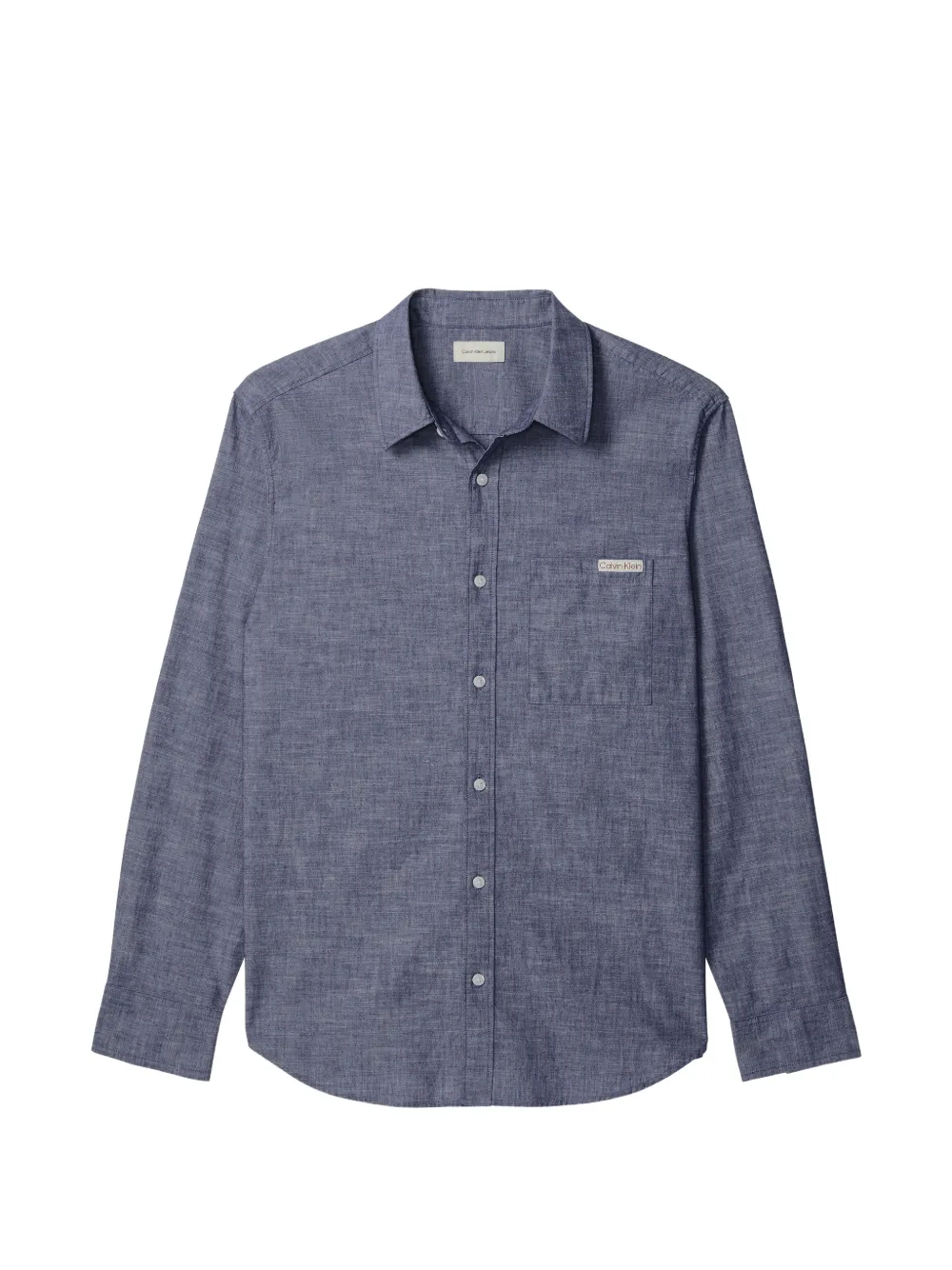 Calvin Klein logo-patch chest-pocket shirt - Blau