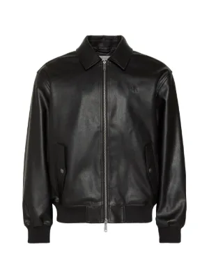BOSS Leather Bomber Jacket | Black | FARFETCH RO