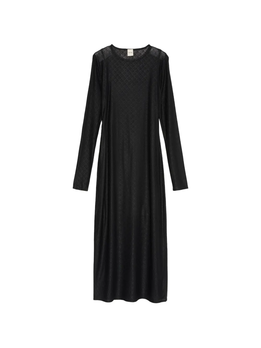 Calvin Klein monogram-pattern long-sleeve midi dress - Nero