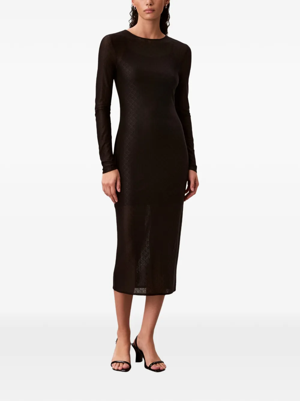 Calvin Klein Midi-jurk met monogram-print Zwart