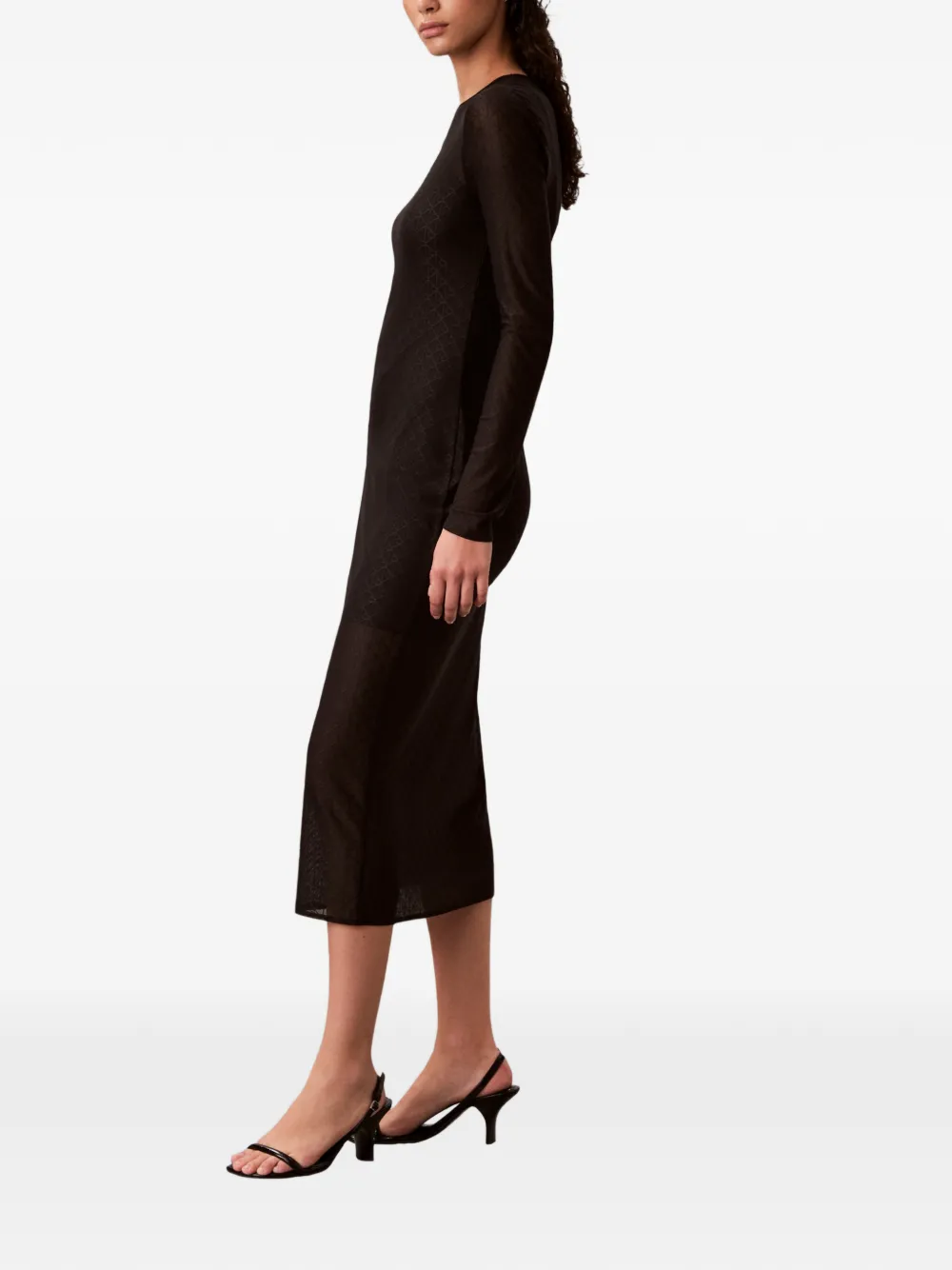 Calvin Klein Midi-jurk met monogram-print Zwart