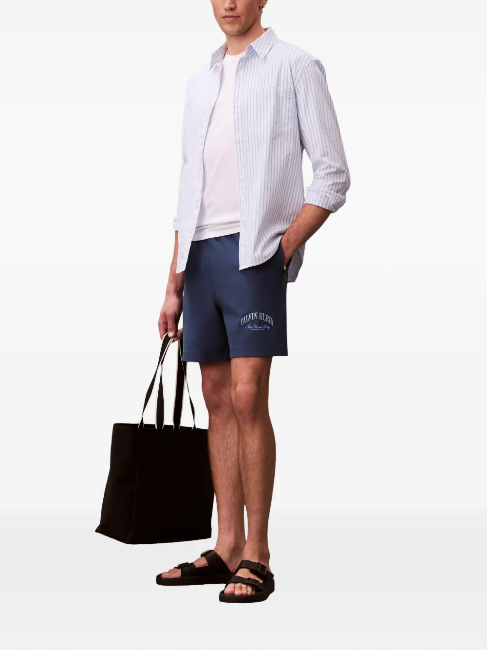 Calvin Klein Shorts met elastische taille Blauw