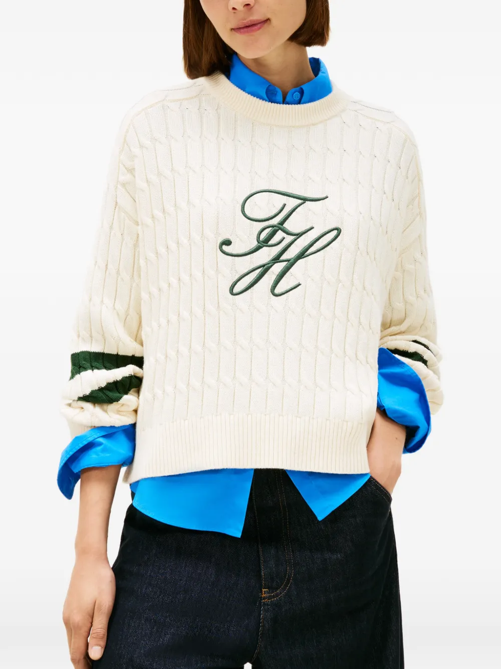 Tommy Hilfiger Kabelgebreide trui Beige