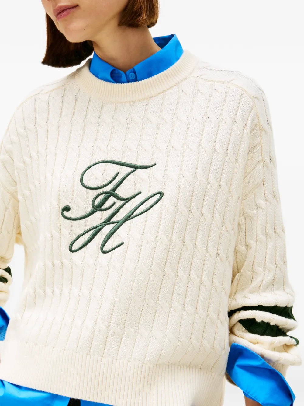 Tommy Hilfiger Kabelgebreide trui Beige