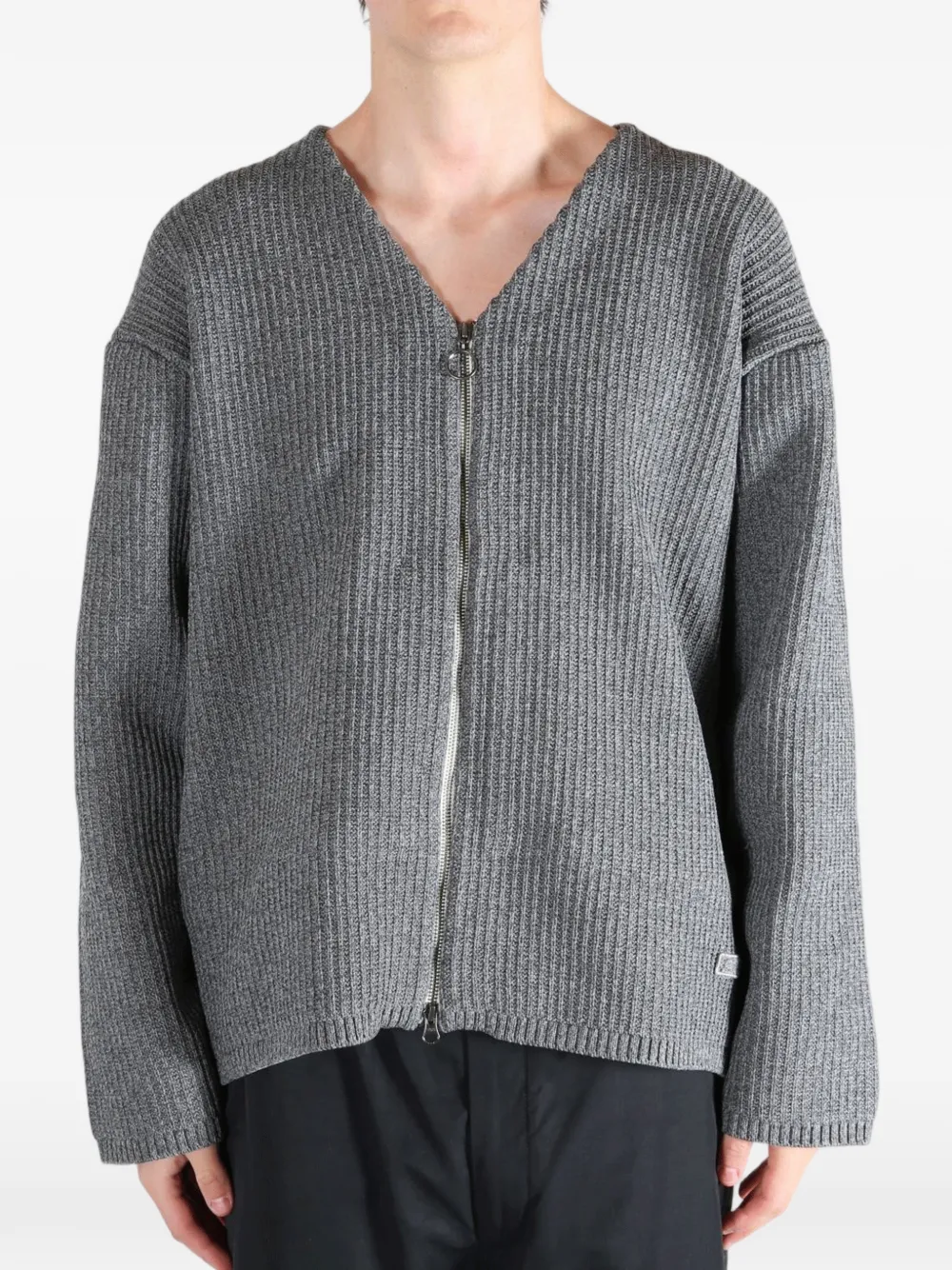 Nanamica ribbed-knit zip-up cardigan - Grey