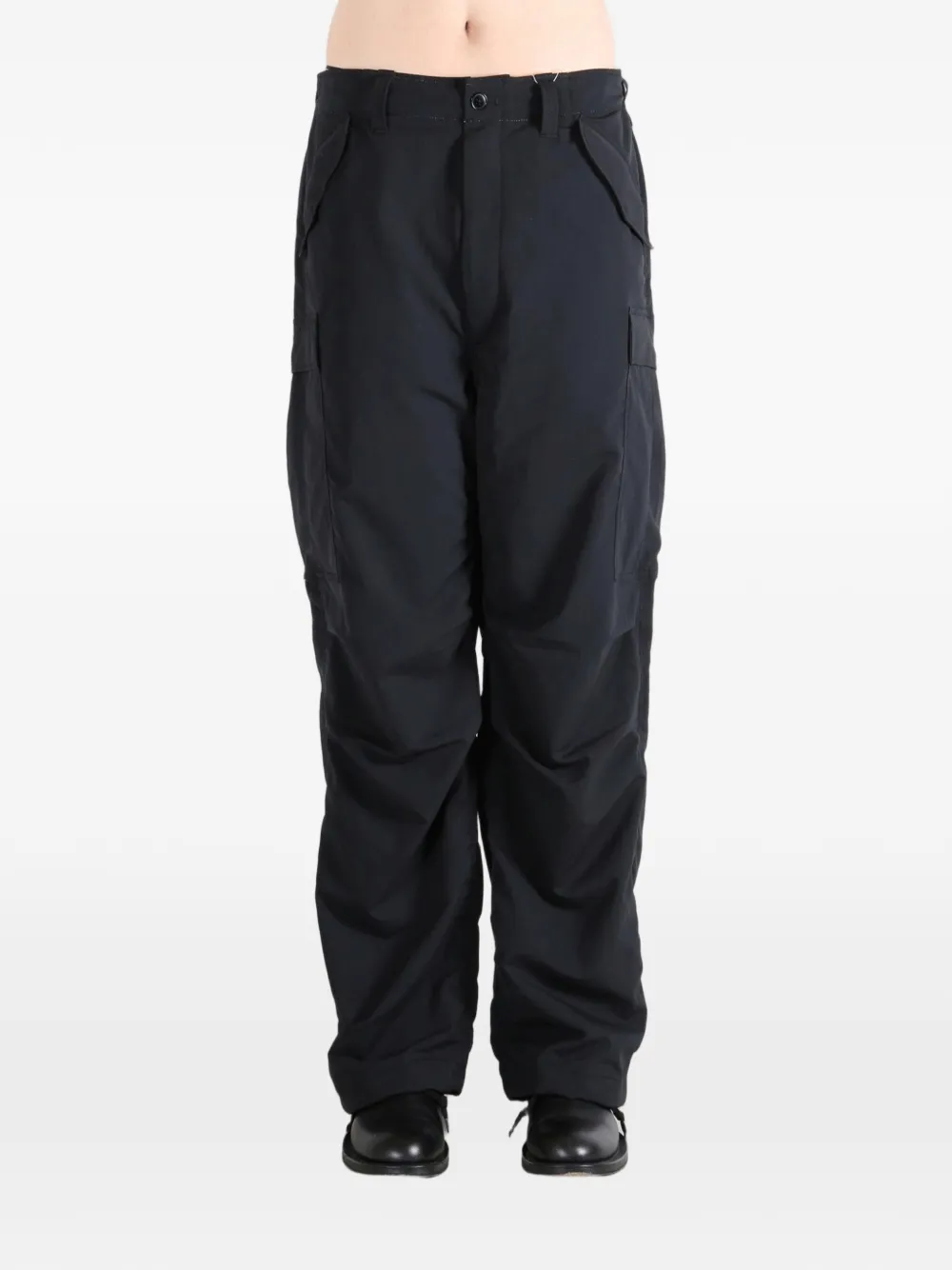 Nanamica Drawstring-cuff Cargo Pants In Black