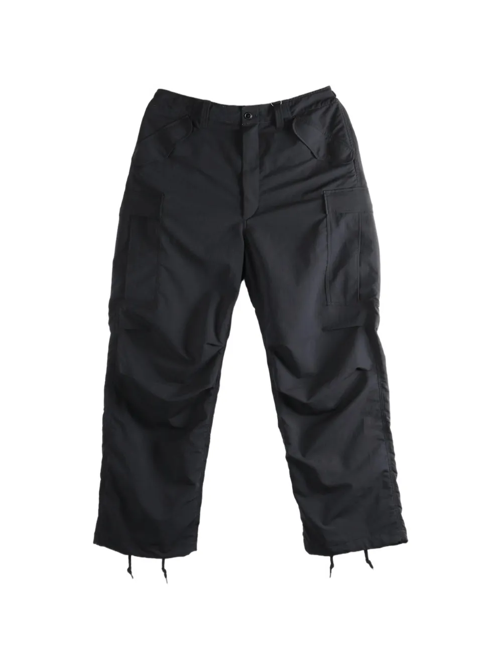 Nanamica Drawstring-cuff Cargo Pants In Black