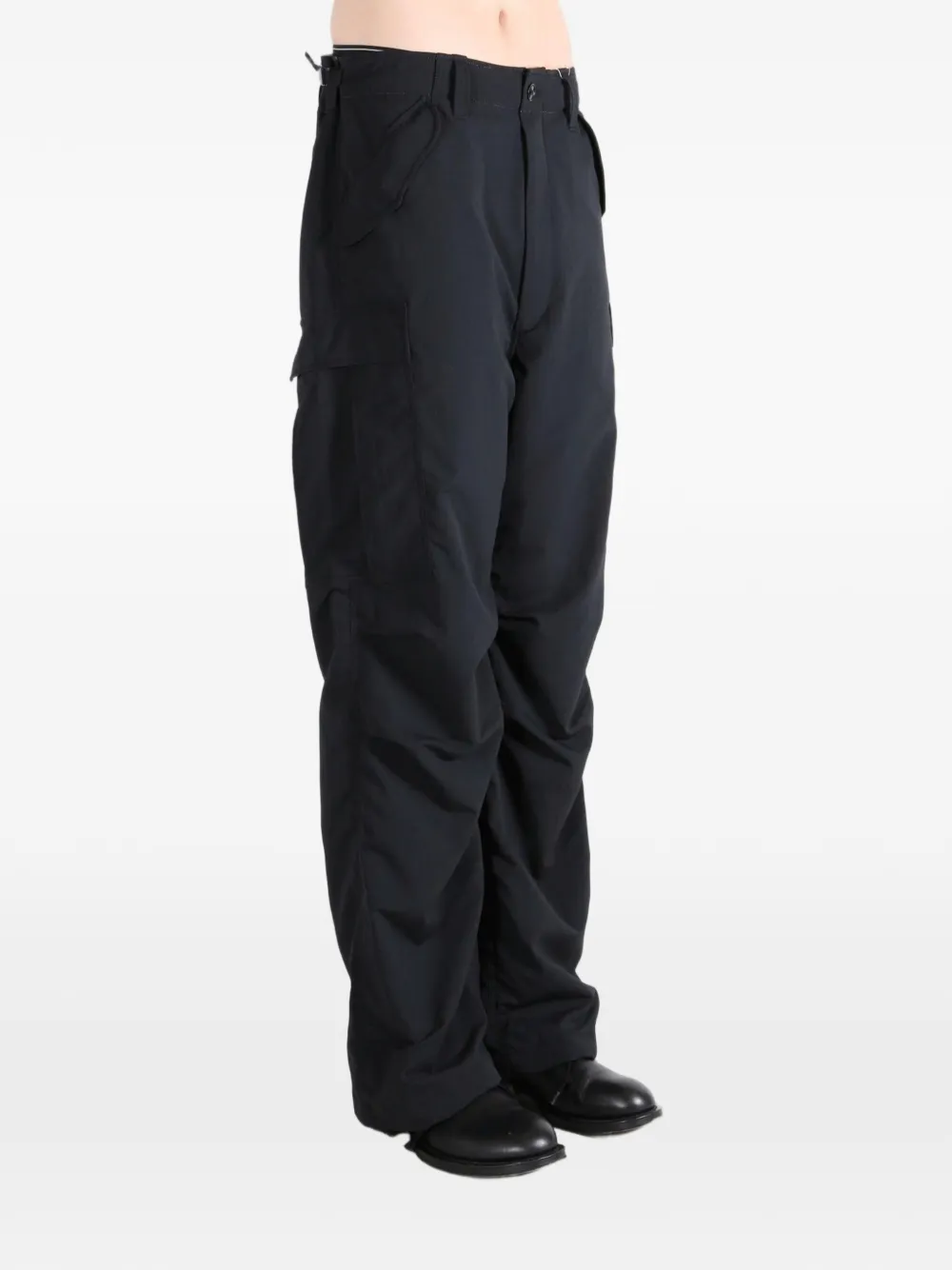 Nanamica Drawstring-cuff Cargo Pants In Black