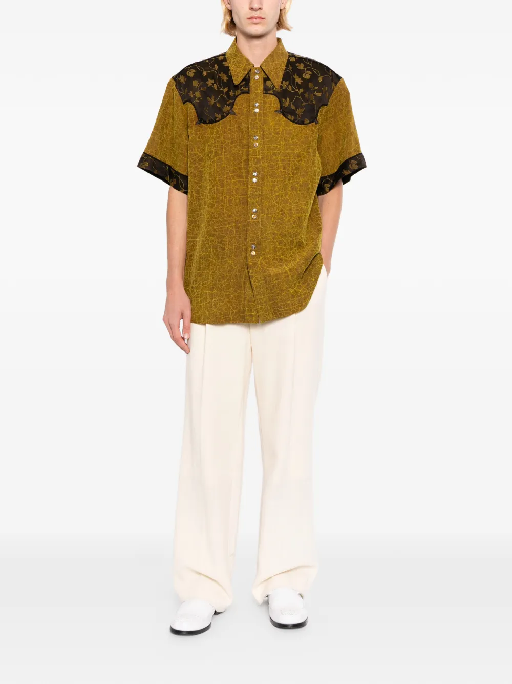  Communs Camisa Con Canesú Floral - Verde 