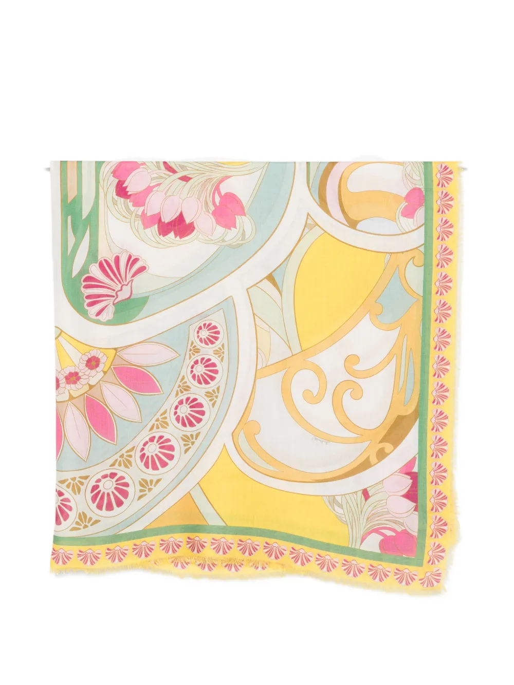 La DoubleJ floral-print graphic-pattern scarf - Verde