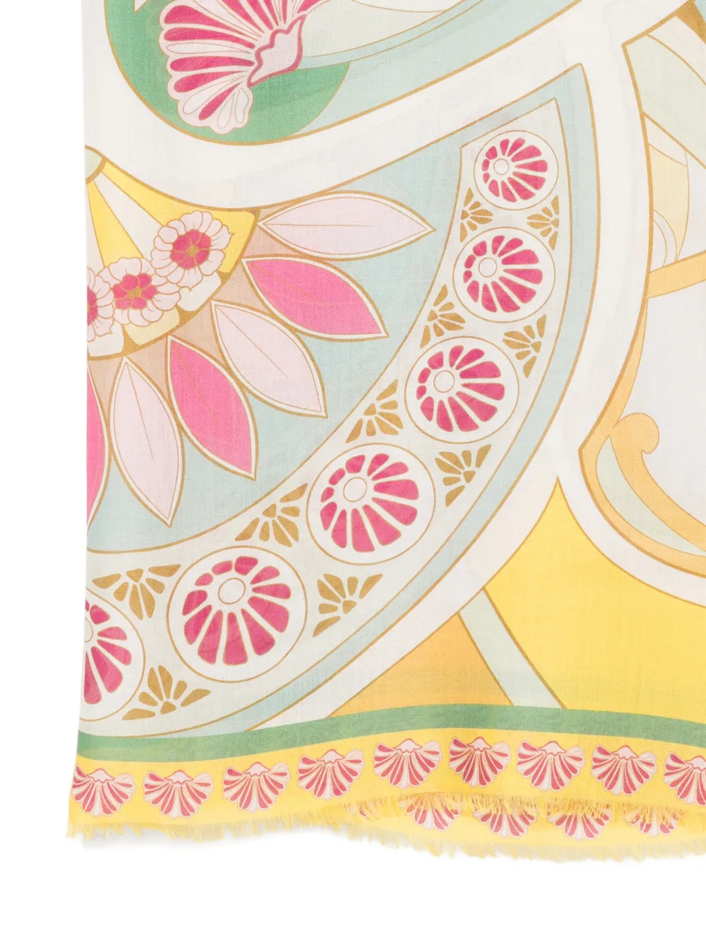 La DoubleJ Sjaal met bloemenprint en grafisch patroon Groen