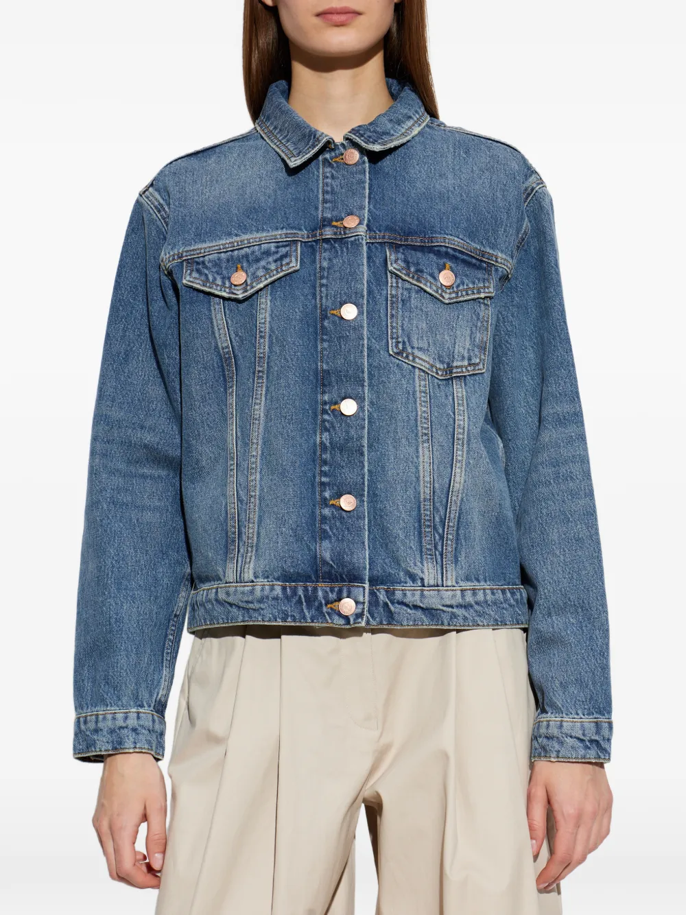 Emporio Armani Button-up denim jack Blauw