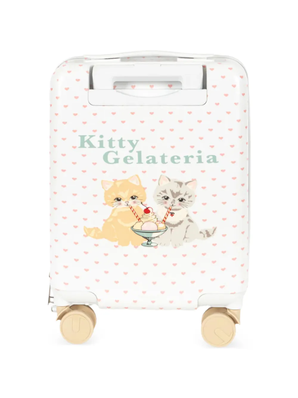 Konges Sløjd heart-print cat-graphic suitcase - Bianco